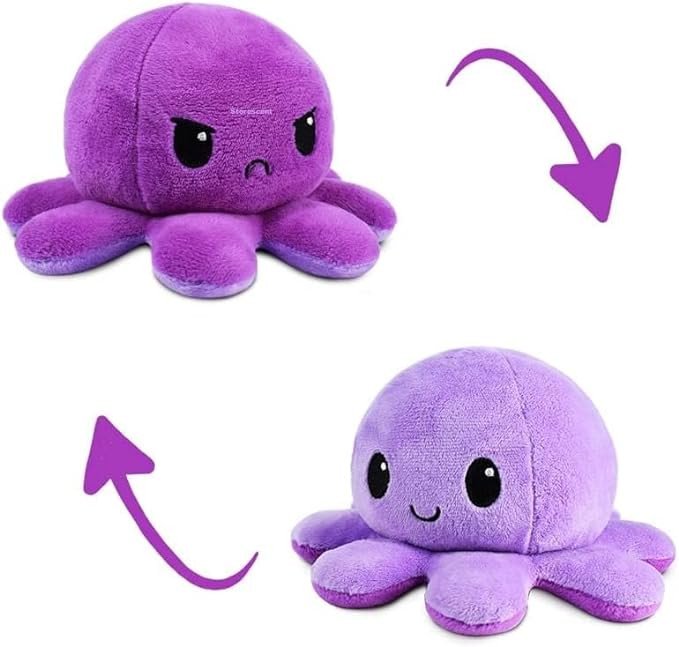 Reversible Octopus Soft Toys for Kids, Octopus Stuffed Animal Plush Soft Toys for Boys and Girls | Octopus Plushie Toy (Blue Happy + Light Blue Sad)