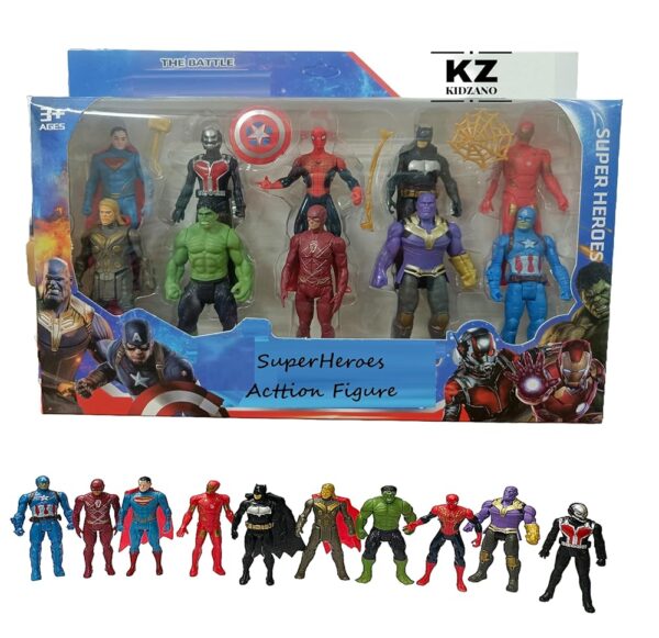 Action Figure Toy Set of 10 Superheroes in Action Figure Toy|Superhero Set of 10 Figure Toy for Kids (Multicolor)