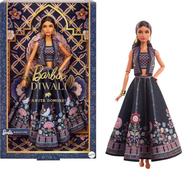 Barbie Diwali Doll by Anita Dongre Wearing Festival of Lights Look, Holiday Collectible with Doll Stand & Certificate of Authenticity