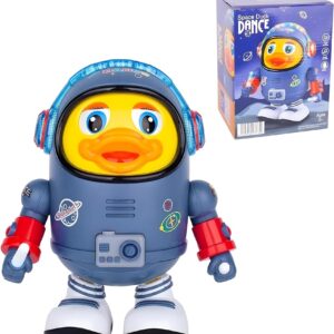 CASWAA Space Groove Baby Duck Toy: Musical Interactive Dancing Robot with Lights, Sounds, and Space-Themed Elements Perfect for Kids Birthday Gifts for Girls and Boys