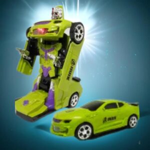 KRIMION® Toy Robots Battery Operated Converting Toy Car to Robot, Robot to Car Automatically with Light and Sound for Kids Indoor and Outdoor(Gift for Kids) Pack of 1 Green...