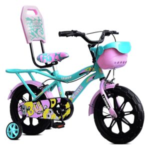 Leader Buddy Kids Cycle 14T with Training Wheels (SEMI-Assembled) for Boys and Girls Ideal for Age Group 2-5 Years | Frame: 8 Inches (14T, Sea Green_Light Pink)