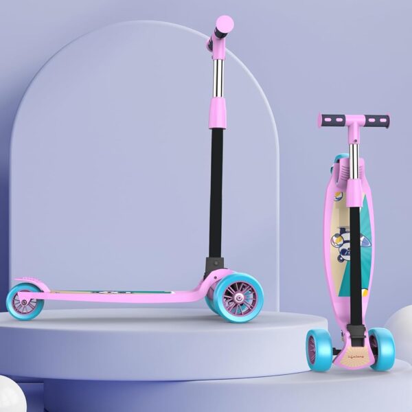 Lifelong LLKS03 Foldable Kick Skating Cycle| Skate Scooter for Kids(Max User Weight: 50Kg) Kids Scooter (Pink, Blue)