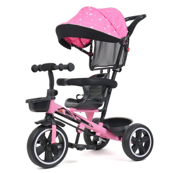 Luusa TFT Hyper 500 PRO Canopy/Plug N Play Trike/Baby Tricycle with Parental Control for 1 Years to 4 Years Boys/Girls/Carrying Capacity Upto 30kgs Proudly Made in India,Pink,Black