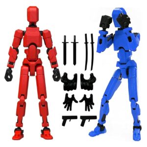 NHCDFA 2 Pcs Action Figure, Stick Titans, Stick Titan Portable and Easy to Use Model Toy Very High Degree of Freedom Multi Articular Mobile Robot Doll Desktop Decoration (Red,...