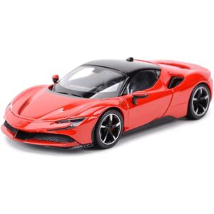 PLUSPOINT Diecast Red SF90 STRADALE Hardtop Toy Car Scale Model Pull Back Vehicles with Doors openable Alloy Simulation Supercar with Lights and Sound Also for Car Dashboard...