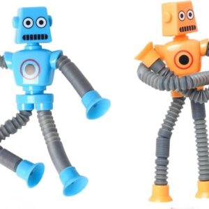 Toy Imagine Pack of 2 Flexible Fighting Robots - Interactive Toy Set with Bendable Arms & Suction Feet - Fun Battling Game for Kids & Adults(Robot)