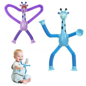 Toy Imagine Pack of 2 Telescopic Suction Cup Kids Travel Toys for Flight Pull String Toys for Babies for Boy Girls Robot Light Tube Toddlers Gift Unique Toys for Kids Pop Tube...