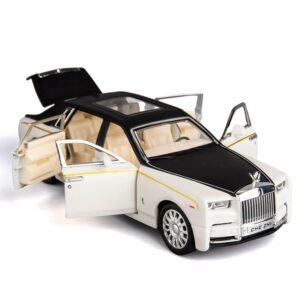 Okean® 1/32 Phantom Model Car Zinc Alloy Pull Back Toy Diecast Toy Cars with Openable Doors, Sound and Light for Kids Boy Girl Gift(White Black)
