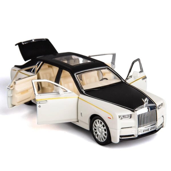 Okean® 1/32 Phantom Model Car Zinc Alloy Pull Back Toy Diecast Toy Cars with Openable Doors, Sound and Light for Kids Boy Girl Gift(White Black)