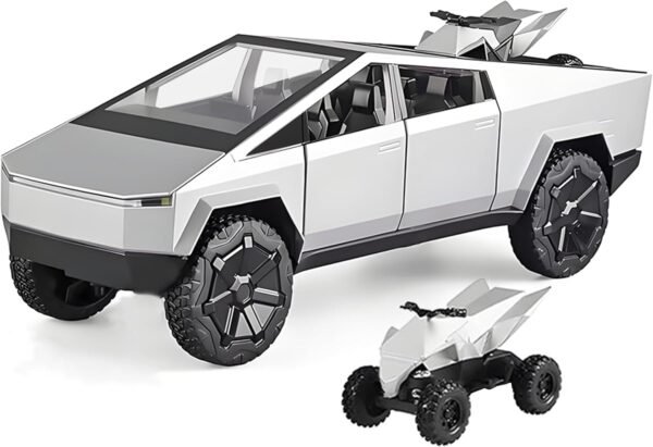 Sky Tech Tesla Cyber Truck 1:32 Model Car Exclusive Alloy Metal Pull Back Die-cast Car Diecast Metal Toy car with Openable Doors & Light Music Best Gifts Toys Kids【Colors as Per...