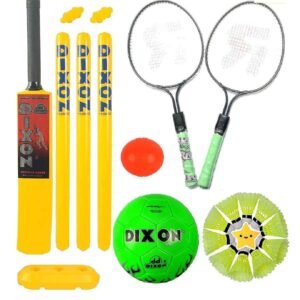 Toyshine 3 in 1 Super Sports Combo for Age 3 - 7 Years | Cricket | Badminton | Football -Multi Color
